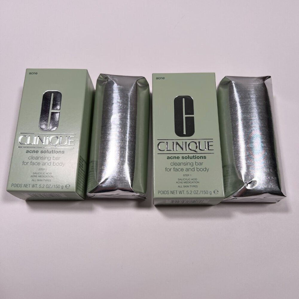 LOT of 2 Clinique Acne Solutions Cleansing Bar Soap For Face and Body Full Size